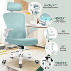 FelixKing Ergonomic Office Chair with Adjustable High Back, Breathable Mesh, Lumbar Support, Flip-up Armrests, Executive Rolling Swivel Comfy Task Computer Chair for Home Office (Light Blue)