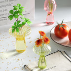 Mushroom Vase, Set of 6 Colored Flower Vase, Propagation Stations Vases, Small Bud Vases Home Decor Cute Glass Mushroom Planter for Room Office Decoration (Colorful)