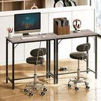 HOOBRO Bar Table with Charging Station, Rectangular Pub Table, High Top Coffee Table, Counter Bar Height Table, Narrow Long Dining Table, 35.4" L x 15.7" W x 35.6" H, Greige BG90UBT01