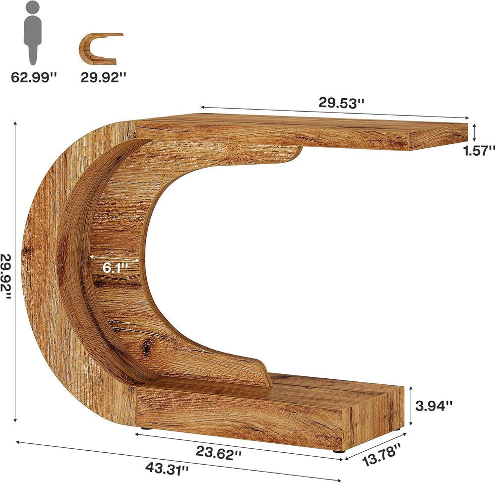 Tribesigns 43.3" Farmhouse Console Table for Entryway, Unique C-Shaped R...