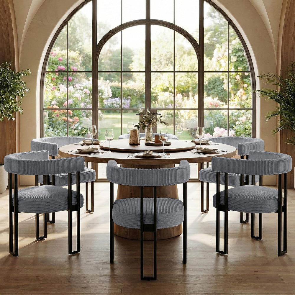 VIRRMO Boucle Dining Chair Set of 6 Corduroy Upholstered Dining Room Chairs K...