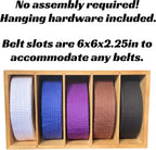 Alley Cats Brazilian Jiu Jitsu Belt Display | Pine Belt Box | 5 BJJ Belt Display Case | White to Black Belt Rack | Martial Arts Jiu Jitsu Belt Holder | Gifts for Jiu Jitsu Practitioners | OSS