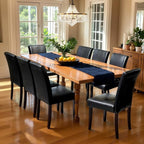 CHUN YI Dining Chairs Set of 8, Faux Leather Dining Room Chairs, Upholstered Parsons Chairs for Dining Room Kitchen Side Chair with Sturdy Wood Legs, Black