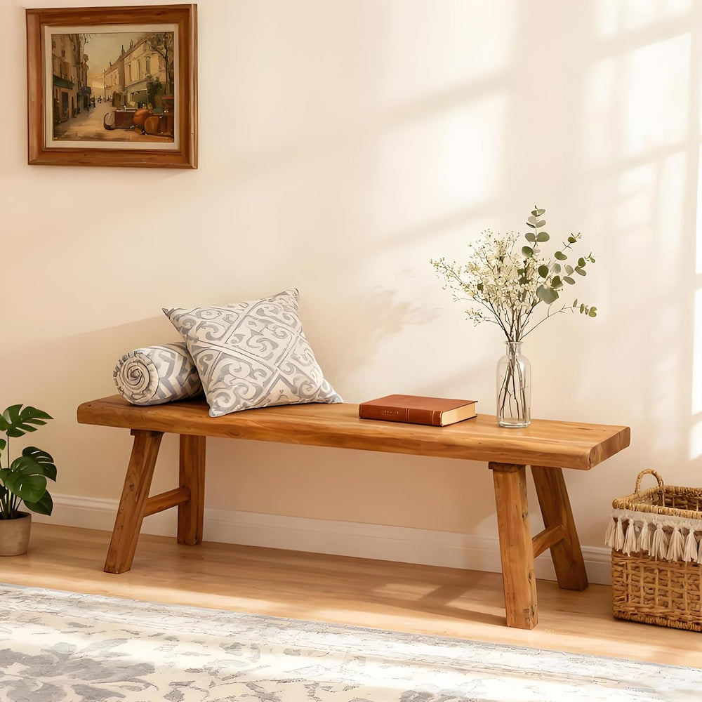 Wooden Bench Indoor Farmhouse Skinny Entryway Bench Hallway Foyer | Rustic In...
