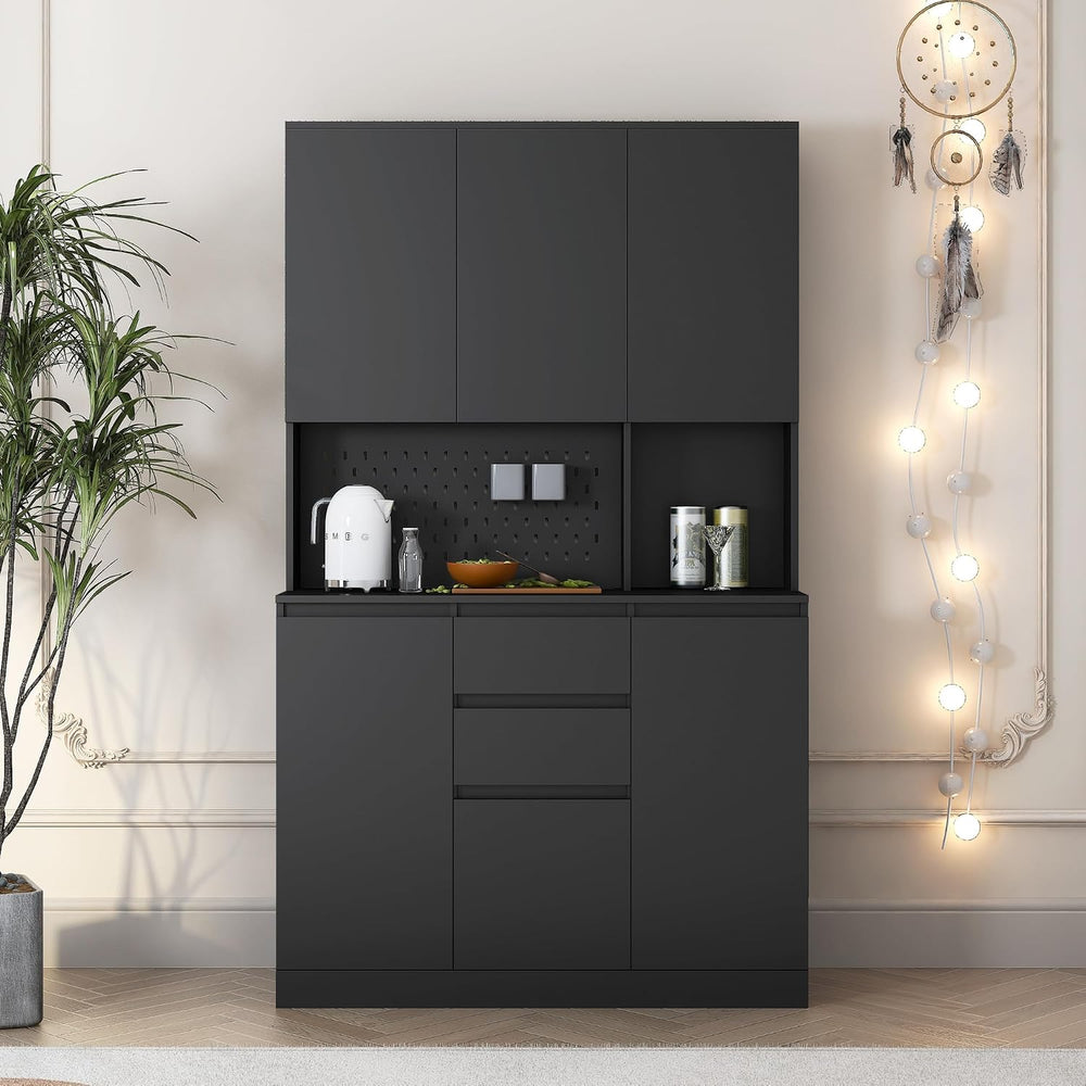 roomfitters 74" Kitchen Pantry Cabinet with Charging Station & USB P...