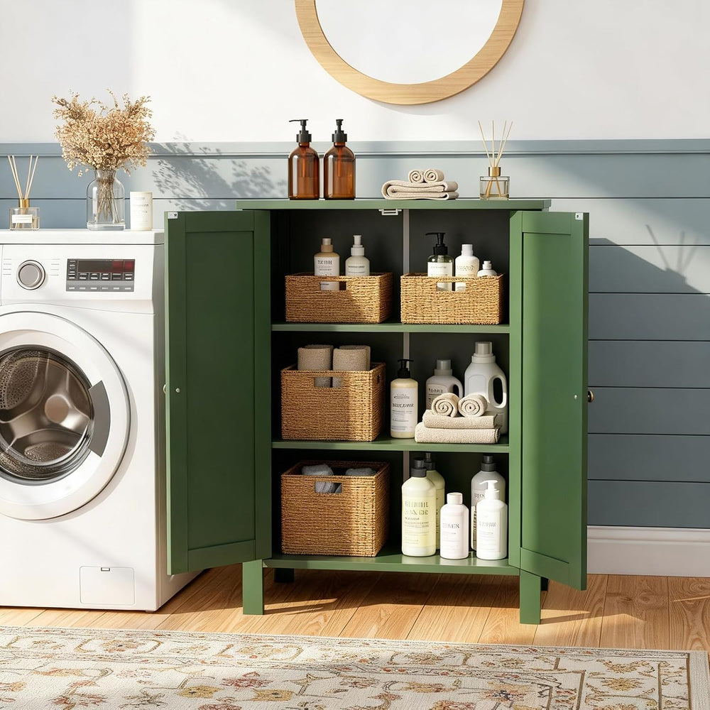 Bonnlo Free Standing Bathroom Cabinet, Sage Green Accent Storage Cabinet with...