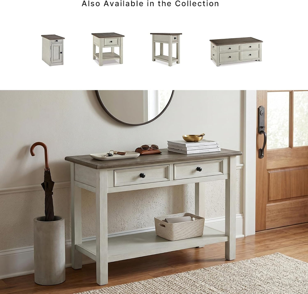 Signature Design by Ashley Bolanburg Farmhouse Sofa Console Table, White | Tw...
