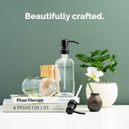 Vine Creations Clear Glass Soap Dispenser Set, Dish Soap and Hand Soap Dispenser Set with Stainless Steel Pump, 16 oz Glass Dispensers for Kitchen Bathroom Decor (Clear Bottle/Matte Black Pump)