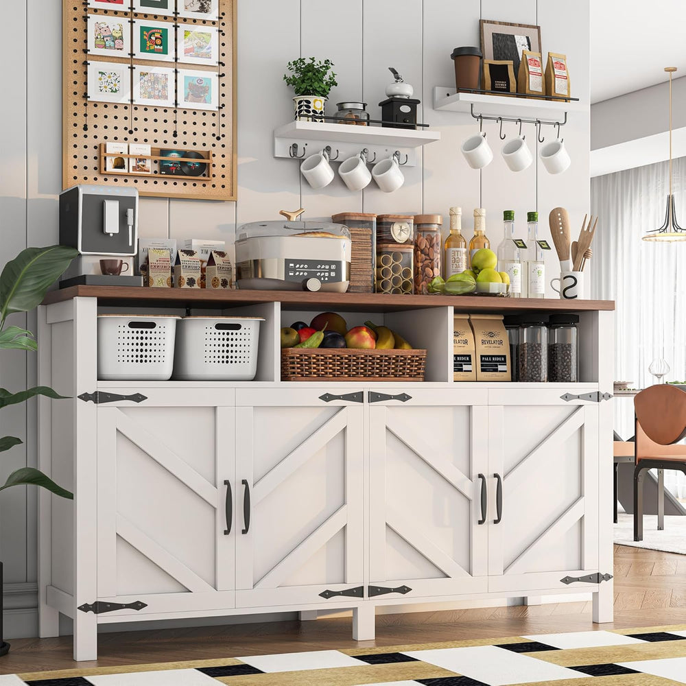 knoworld Buffet Sideboard with Storage Farmhouse with 4 Doors, 55'' L...