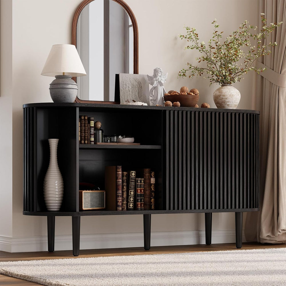 ONBRILL 55" Buffet Sideboard Cabinet with Sliding Doors, Mid-Century Mod...