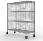 24" W x 60" L x 69" H Heavy Duty Utility Commercial Grade Metal Storage NSF Unit | Chrome Mobile Security Wire Cage Kit