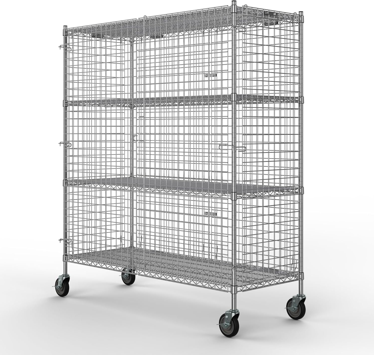 24" W x 60" L x 69" H Heavy Duty Utility Commercial Grade Metal Storage NSF Unit | Chrome Mobile Security Wire Cage Kit