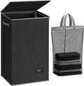SOLEDI Laundry Hamper with Lid 90L Large & Tall Collapsible Laundry Basket, Clothes Hamper with Bag Removable Easy to Carry, Dirty Hampers for Bedroom, Bathroom, Dorm, College, Dark Grey