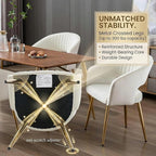 Cream Velvet Dining Chairs Gold Legs, Modern Dining Room Chairs with Arms Set of 4 Upholstered Accent Chair Armchair with Barrel Back for Kitchen Living Room