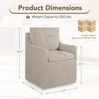 Upholstered Dining Chairs Set of 4, Modern Dining Room Chairs with Casters & Washable Cover, Rolling Accent Chair with Hidden Storage for Kitchen, Farmhouse, Living Room, Linen, 4 Box
