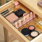 16 PCS Drawer Organizer Set, 5 Varied Size Bathroom and kitchen Drawer cabinet organizer Trays, Clear Storage Bins for Makeup, Jewelry, Utensils and Gadgets, Champagne