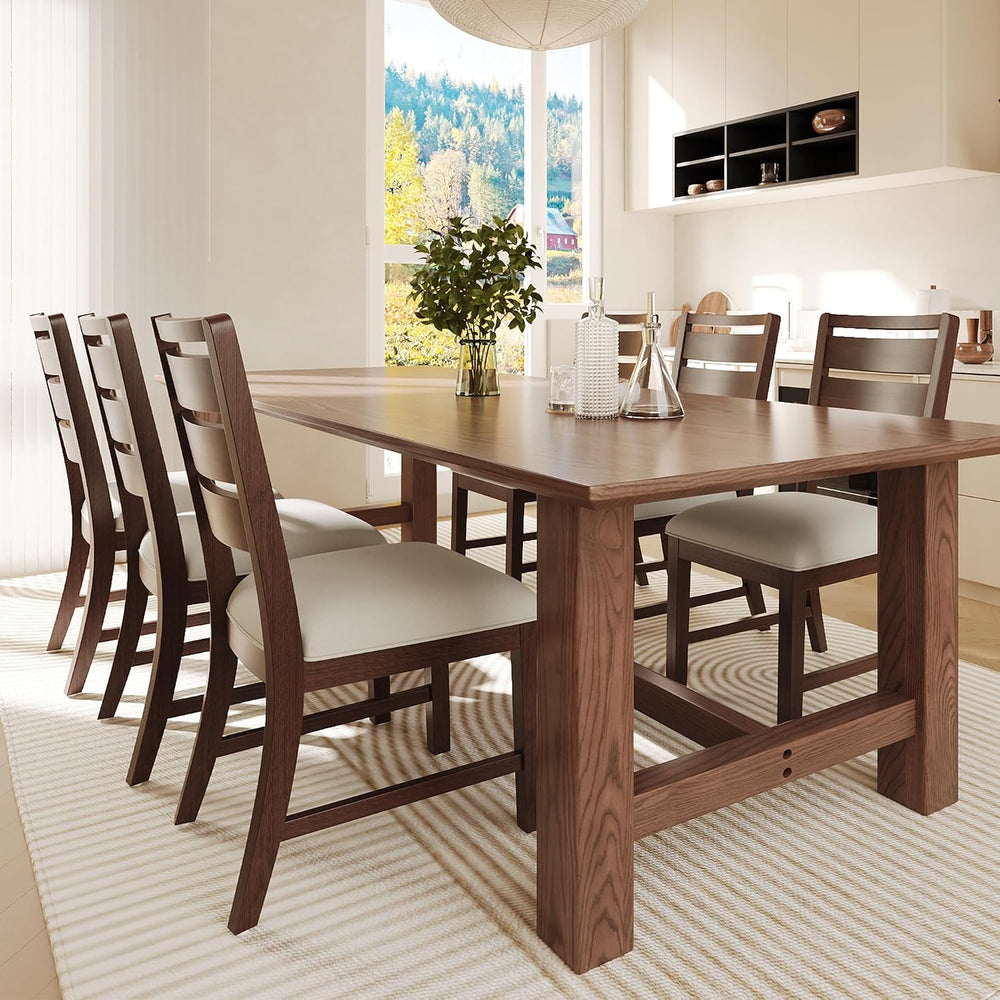 COLAMY Wooden Dining Chairs Set of 6, Farmhouse Upholstered Dining Room Chair...
