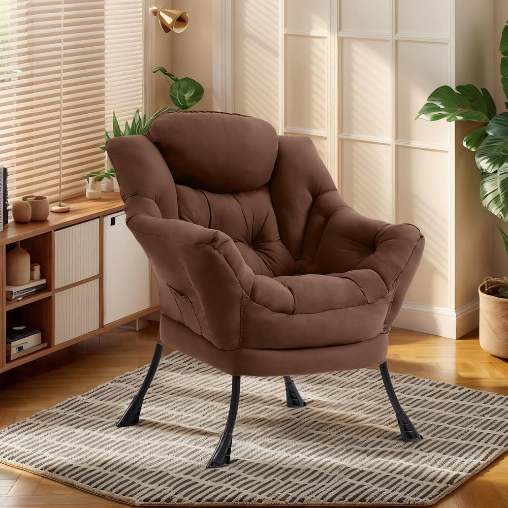 Furlide Lazy Chair for Living Room, Modern Accent Chairs with Armrests, Dark ...