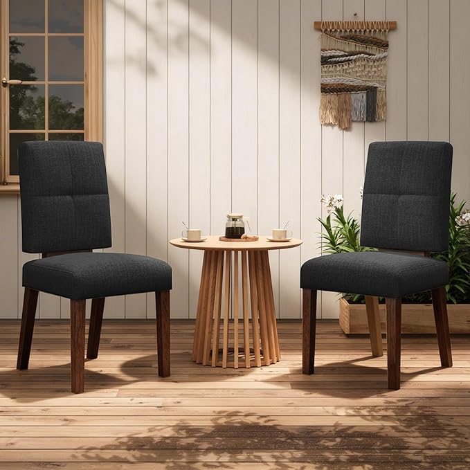 Wooden Dining Chairs Set of 4, Dining Room Chairs with Wood Legs, Cloud-Like Cushion & Reinforcement Structure Design for Kitchen/Living Room/Restaurant, Easy Assembly