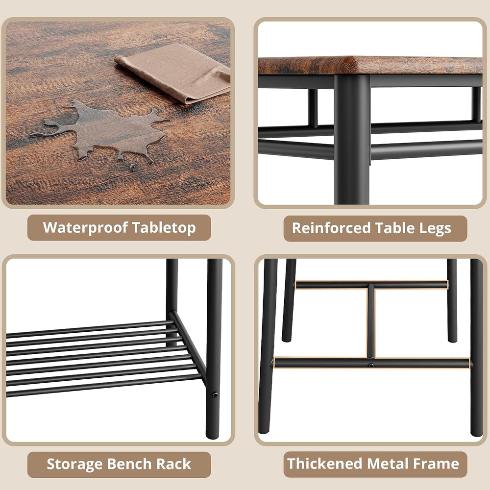 IRONCK Dining Table Set for 4, Kitchen Table and Chairs Set, Rustic Brown | K...