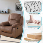 Recliner Sofa Set Couches for Living Room Chair Pineapple Velvet Fabric Living Room Furniture Sets, Adjusted Reclining Couch Furniture Sofa Set for Theater Seating, Brown