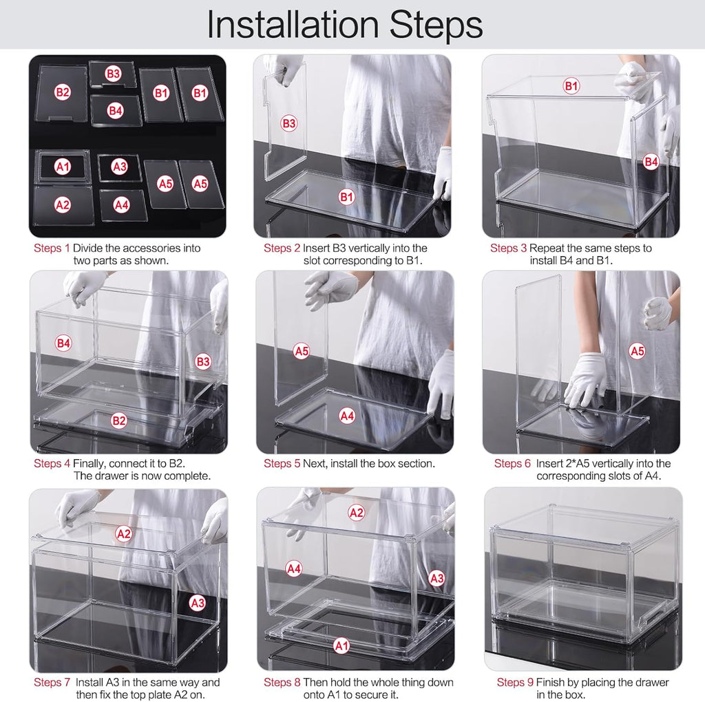 3 Packs Plastic Stackable Storage Drawers, DILIBRA Clear Storage Bins Organizer with Pull Out Drawer for Kitchen Cabinet Pantry Fridge Freezer Shelf Refrigerator Organization and Storage