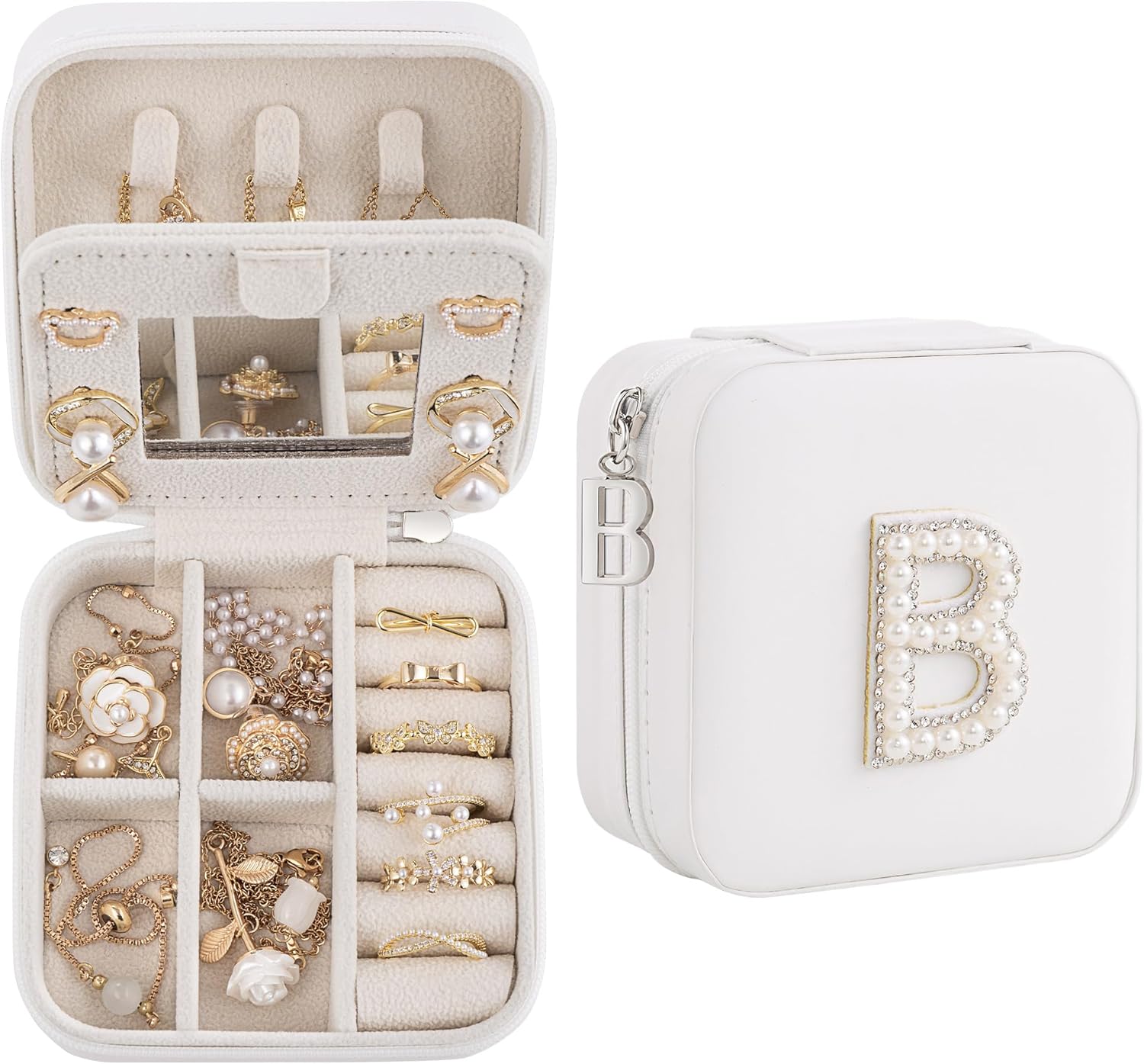 Birthday Gifts For Women, Initial Jewelry Box, Travel Jewelry Case, Gifts for Wife Girlfriend, Small Travel Jewelry Organizer, Gift for Girls, Graduation Gifts for Her, Bridesmaid Gifts