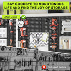4 Pack Metal Pegboard Panels 24" x 12" Black Heavy Duty Steel Pegboard Wall Organizer, Garage Utility Tools Pegboard Storage System for Workbench, Shop, Shed Modular Peg Board Organizer Board Kit