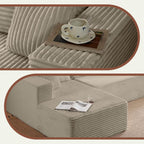 107" Oversized Boneless Couch, Left-Facing Modular Sectional Sofa | All Foam Floor Sofa with Deep Seat Chaise, Fluffy Corduroy Modern Couch No Assembly, Flexible Combination for Home | Oatmeal