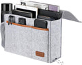 Bedside Caddy, Felt Bed Storage Organizer Hanging Bag Holder with 5 Pockets, Magazine Book Phone Tablet iPad Cables Remote and Water Bottle Holder for Home Dorm Bed Sofa, Light Gray