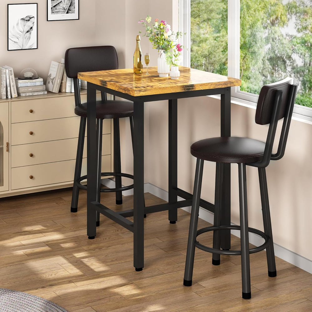 Recaceik 3 Piece Pub Dining Set, Modern bar Table and Stools for 2 Kitchen Co...