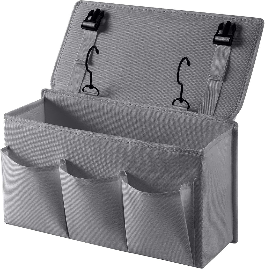 Bedside Caddy Bedside Storage Organizer,Bed Caddy With Thickened Material Suitable for Homes, Dormitories, Hospitals, Cribs, RVs，Great for Magazines,Books,Remote, Phone (Grey)