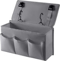 Bedside Caddy Bedside Storage Organizer,Bed Caddy With Thickened Material Suitable for Homes, Dormitories, Hospitals, Cribs, RVs，Great for Magazines,Books,Remote, Phone (Grey)