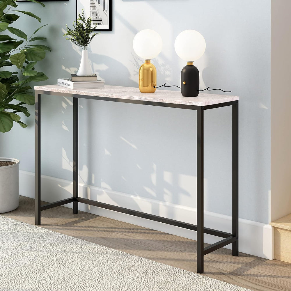 HOMERECOMMEND Console Table with Power Outlets and USB Ports,Rustic Brown | S...