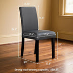 CHUN YI Dining Chairs Set of 4, Faux Leather Dining Room Chairs, High Back Upholstered Parsons Chairs for Dining Room Kitchen Side Chair with Sturdy Wood Legs, Grey (Only Chair)