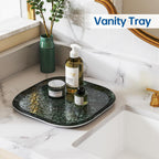Vanity Decorative Tray, 12" x 12" Green Marble Pattern Perfume Tray, Bathroom Tray Countertop Organizer for Soap Towel, Jewelry, Candle
