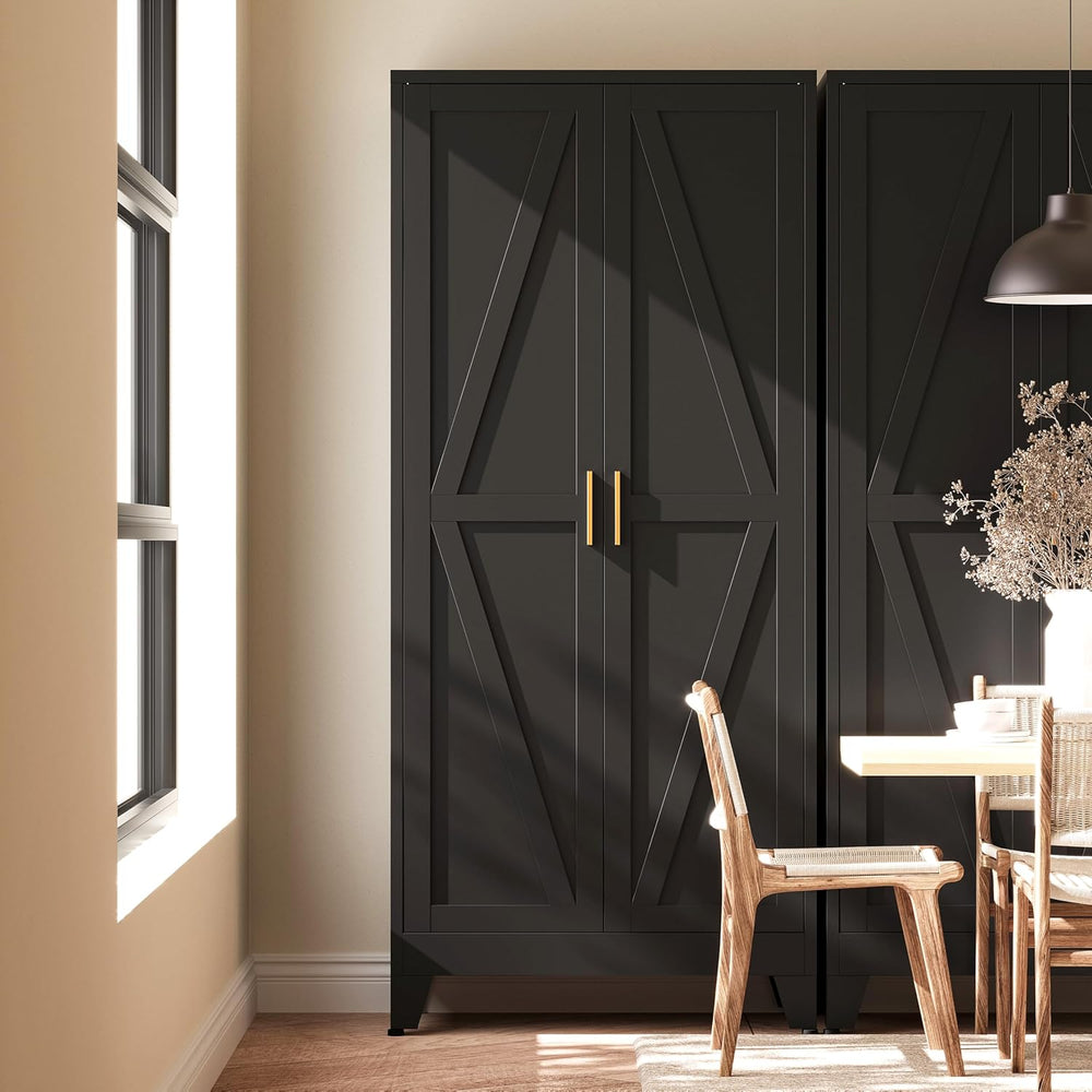 61"H Black Pantry Kitchen Cabinet with Doors,Black Storage Cabinets,Free...