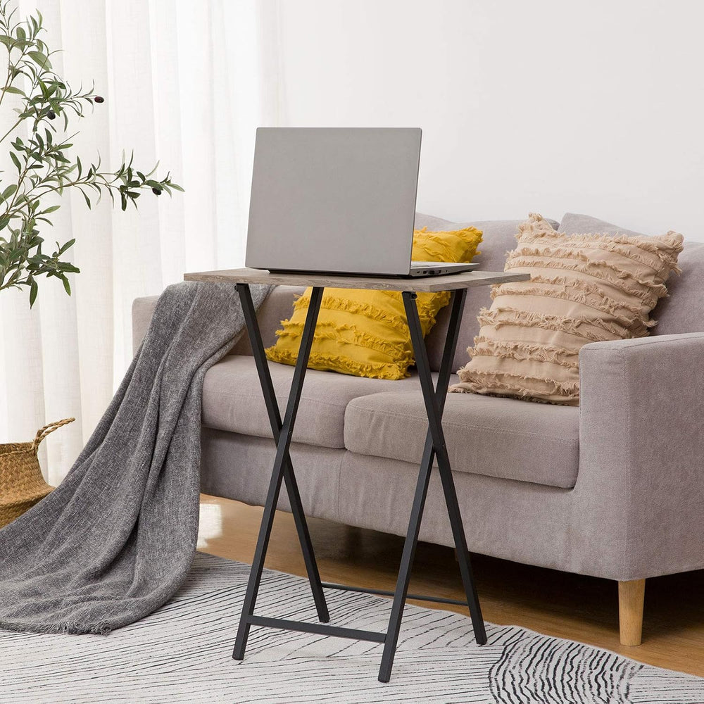 HOOBRO Folding TV Tray Tables, Set of 4 TV Trays with Storage Rack, Industria...