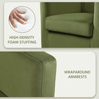 Yaheetech Velvet Accent Chair, Modern and Comfortable Armchairs, Upholstered Barrel Sofa Chair for Living Room Bedroom Waiting Room, Olive Green, 2pcs