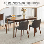 Dining Chair Set of 4, Leather Upholstered Dining Chair with Wood Legs, Wing Backrest, Wooden Kitchen Chair, Kitchen Chairs with Thick Cushions for Dining Room, Living Room, Dark Grey