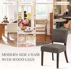 Upholstered Dining Chairs Set of 2, Fabric Kitchen Chairs with Padded Seat & Back, Solid Wood Legs, Modern Simple Dining Room Chairs for Kitchen, Dining Room, Living Room, Brown