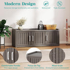 KAMABOKO Shoe Storage Cabinet Waterproof UV-Resistant, Entryway Storage Bench Indoor Outdoor with 3 Barn Doors, Adjustable Shelves for Entryway, Bedroom, Hallway,Living Room(Grey)