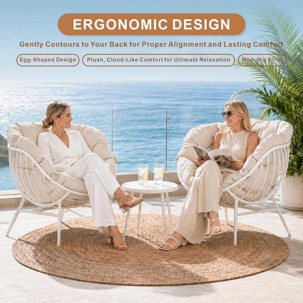 Outdoor Oversized Egg Chairs, Steel Frame Single Living Room Reading Chair wi...
