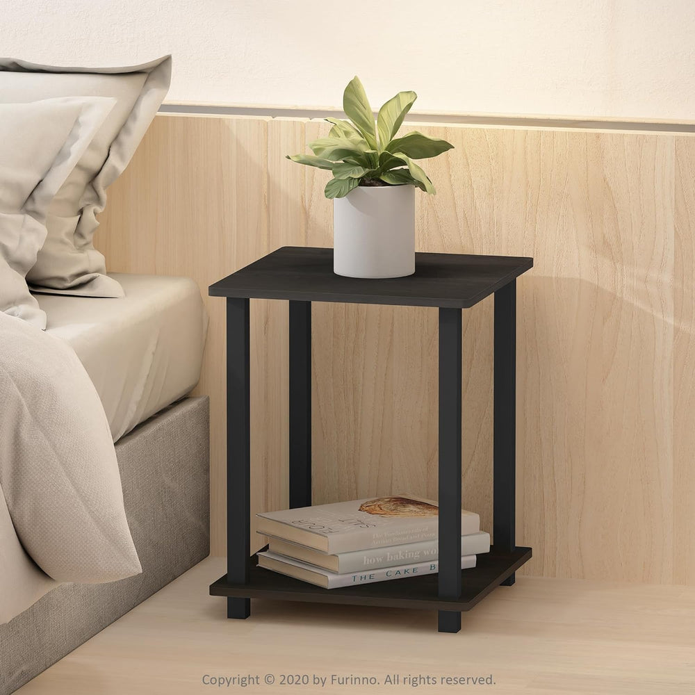 Furinno SIMPLISTIC Side Table Set of 2, 2-Tier Square Modern End Table, Night...