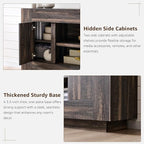 OKD Modern 70" TV Stand, Entertainment Center for TVs Up to 80", Media Console with Large Open Storage & Side Cabinets, Thick Wood Design for Living Room, Dark Rustic Oak