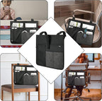 Cosmos Armrest Chair Side Organizer Bedside Caddy Organizer Bed Buk Storage Bag Armchair Wheelchair Hanging Side Pocket Bag for Ipad, Tablet, Cellphone, Remote Control, Magazines, Books & Water Bottle
