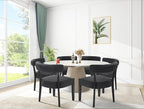 Modern Black Dining Chairs Set of 8, Faux Leather Upholstered Kitchen & Dining Room Chairs, Mid Century Modern Wooden Dining Chairs Oversized Sturdy Rounded Chairs Curved Back