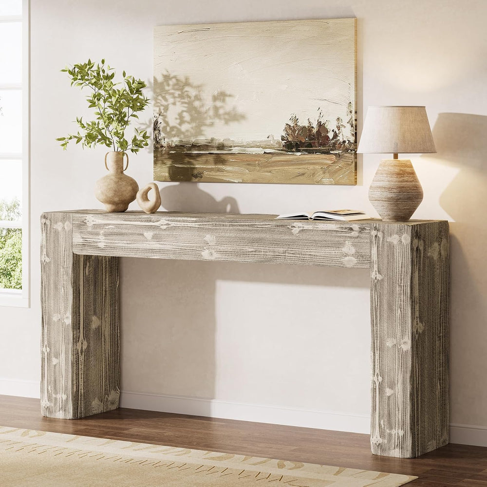 Solid Wood Console Table, 63-Inch Farmhouse Sofa Table Behind Couch for Entry...