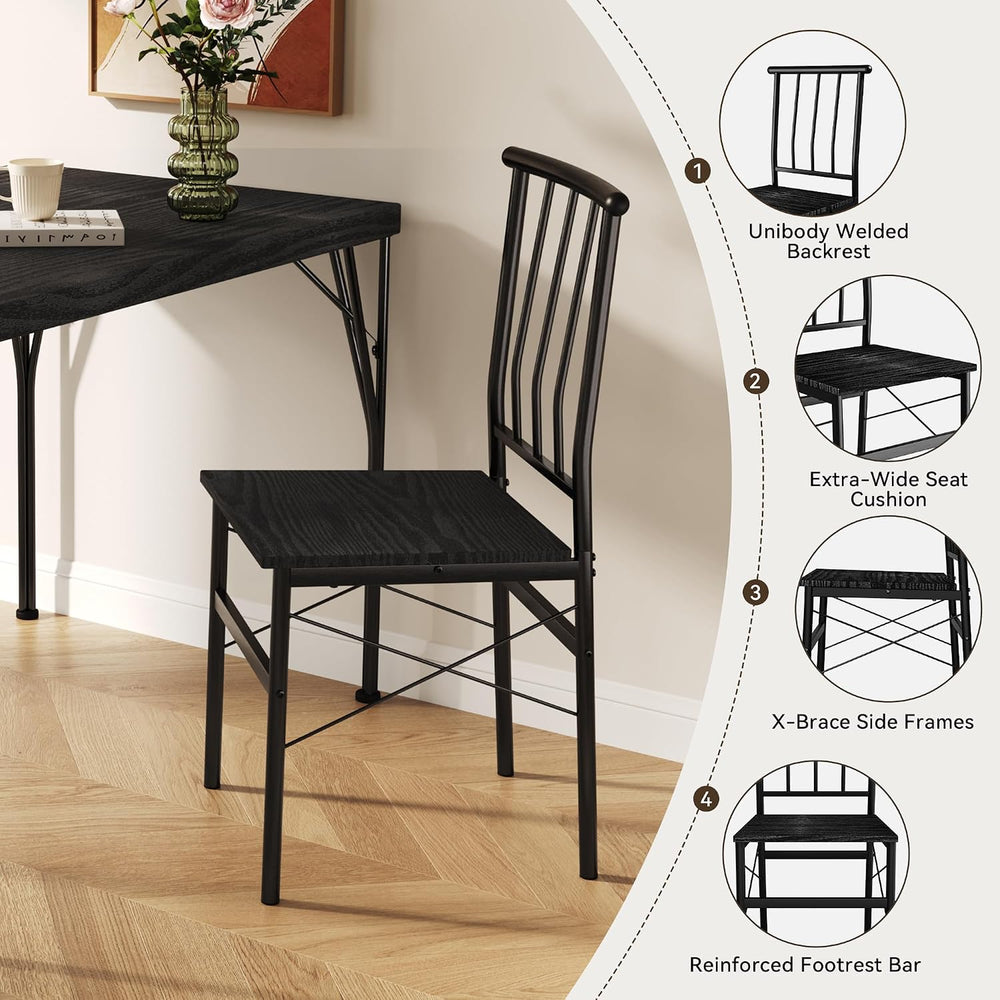 Dining Table Set for 4 with 1.6" Thick Tabletop, 5-Piece Kitchen Table S...