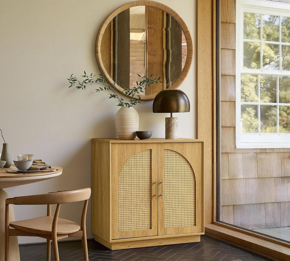 31.5" Sideboard Buffet Cabinet with Storage, Light Oak, 3pcs